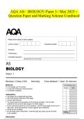 AQA AS- BIOLOGY-Paper 1- May 2025- Question Paper and Marking Scheme Combined