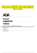 AQA A- Level- CHEMISTRY &lpar;7405&sol;2&rpar;- Paper 2 Organic and Physical Chemistry-June 2025 - Question Paper and Marking Scheme Combined