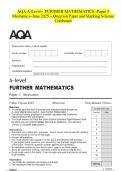 AQA A-Level- FURTHER MATHEMATICS -Paper 3 Mechanics-June 2025 &ndash; Question Paper and Marking Scheme Combined