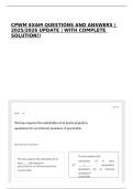 CPWM EXAM QUESTIONS AND ANSWERS &vert; 2025&sol;2026 UPDATE &vert; WITH COMPLETE SOLUTION&excl;&excl;