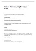 Intro to Manufacturing Processes Exam 1 Questions and Answers