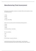 Manufacturing Final Assessment Test Questions and Answers