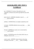 GEOGRAPHY 2051 TEST 1 NAMIKAS QUESTIONS AND ANSWERS 2026
