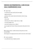 NUR2502 MULTIDIMENSIONAL CARE III EXAM 2026 COMPREHENSIVE EXAM