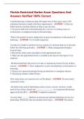 Florida Restricted Barber Exam Questions And  Answers Verified 100&percnt; Correct