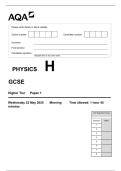 AQA GCSE Physics Paper 1 &lpar;Higher Tier&rpar;  2025 Exam Paper &plus; Mark Scheme