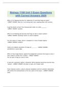 Biology 1108 Unit 3 Exam Questions with Correct Answers 