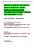 RESIDENTIAL CONTRACTOR LICENSING  EXAMINATION QUESTIONS AND  CORRECT ANSWERS &lpar;VERIFIED  ANSWERS&rpar; PLUS RATIONALES 2026 Q&A  &vert; INSTANT DOWNLOAD PDF 