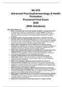 NU 670 &lpar;Adv Psychopharmacology & Health Promotion&rpar; Proctored Final Exam Review 2026