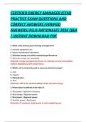 CERTIFIED ENERGY MANAGER &lpar;CEM&rpar;  PRACTICE EXAM QUESTIONS AND  CORRECT ANSWERS &lpar;VERIFIED  ANSWERS&rpar; PLUS RATIONALES 2026 Q&A  &vert; INSTANT DOWNLOAD PDF 