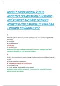 GOOGLE PROFESSIONAL CLOUD  ARCHITECT EXAMINATION QUESTIONS  AND CORRECT ANSWERS &lpar;VERIFIED  ANSWERS&rpar; PLUS RATIONALES 2026 Q&A  &vert; INSTANT DOWNLOAD PDF
