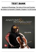 Test Bank &ndash; Anatomy & Physiology&colon; The Unity of Form and Function &lpar;9th Edition&comma; Kenneth S&period; Saladin&rpar; &ndash; Chapters 1&ndash;29 Complete Assessment Material