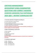 CERTIFIED MANAGEMENT  ACCOUNTANT &lpar;CMA&rpar; EXAMINATION  QUESTIONS AND CORRECT ANSWERS  &lpar;VERIFIED ANSWERS&rpar; PLUS RATIONALES  2026 Q&A &vert; INSTANT DOWNLOAD PDF 