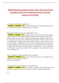 ABG Blood Interpretation Notes with Latest Structured Questions and Correct Detailed Answers Already Rated and A Graded