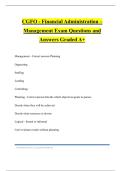 CGFO - Financial Administration &ndash; Management Exam Questions and Answers Graded A&plus;