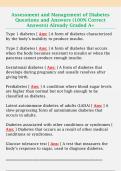 Assessment and Management of Diabetes  Questions and Answers &lpar;100&percnt; Correct  Answers&rpar; Already Graded A&plus;
