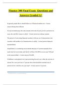 Finance 300 Final Exam Questions and Answers Graded A&plus;
