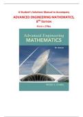  Advanced Engineering Mathematics 8th Edition - Complete Student Solutions Manual &lpar;Differential Equations&comma; Laplace&comma; Fourier&comma; PDEs&rpar;