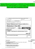 Pearson Edexcel Level1&sol;Level 2 GCSE &lpar;9&ndash;1&rpar; French PAPER 1&colon;   Listening and understanding in French Higher Tier Question  Paper with FINAL MARKING SCHEME 