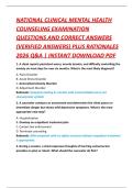 NATIONAL CLINICAL MENTAL HEALTH  COUNSELING EXAMINATION  QUESTIONS AND CORRECT ANSWERS  &lpar;VERIFIED ANSWERS&rpar; PLUS RATIONALES  2026 Q&A &vert; INSTANT DOWNLOAD PDF