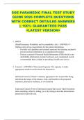 SOE PARAMEDIC FINAL TEST STUDY  GUIDE 2026 COMPLETE QUESTIONS  WITH CORRECT DETAILED ANSWERS  &vert;&vert; 100&percnt; GUARANTEED PASS  <LATEST VERSION> 