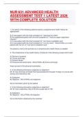 NUR 631 ADVANCED HEALTH ASSESSMENT TEST 1 LATEST 2026  WITH COMPLETE SOLUTION 