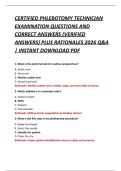 CERTIFIED PHLEBOTOMY TECHNICIAN  EXAMINATION QUESTIONS AND  CORRECT ANSWERS &lpar;VERIFIED  ANSWERS&rpar; PLUS RATIONALES 2026 Q&A  &vert; INSTANT DOWNLOAD PDF
