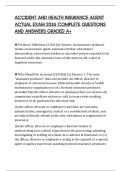 ACCIDENT AND HEALTH INSURANCE AGENT ACTUAL EXAM 2026 COMPLETE QUESTIONS AND ANSWERS GRADED A&plus;