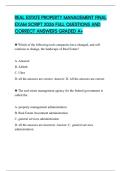 REAL ESTATE PROPERTY MANAGEMENT FINAL EXAM SCRIPT 2026 FULL QUESTIONS AND CORRECT ANSWERS GRADED A&plus;