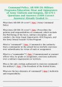 Command Policy&comma; AR 600-20&semi; Military  Programs&sol;Education&semi; Wear and Appearance  of Army Uniform and Insignia&comma; AR 670-1  Questions and Answers &lpar;100&percnt; Correct  Answers&rpar; Already Graded A&plus;