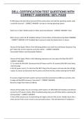 DELL CERTIFICATION TEST QUESTIONS WITH CORRECT ANSWERS 100&percnt; PASS
