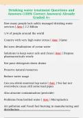 Drinking water treatment Questions and  Answers &lpar;100&percnt; Correct Answers&rpar; Already  Graded A&plus; 