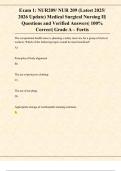 Exam 1&colon; NUR 209 &ndash; Medical Surgical Nursing II &lpar;Latest 2025&sol;2026 Update&comma; Fortis&rpar; &ndash; Verified Questions and 100&percnt; Correct Answers &lpar;Grade A&rpar;
