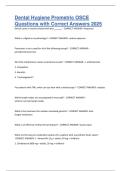Dental Hygiene Prometric OSCE Questions with Correct Answers 2025