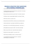 BRANCH 2 PRACTICE TEST QUESTIONS WITH CORRECT ANSWERS 
