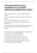 SAFE SCRUM MASTER EXAM 2026 EXAMINATION TEST WITH VERIFIED QUESTIONS AND ANSWERS 100&percnt; CORRECT