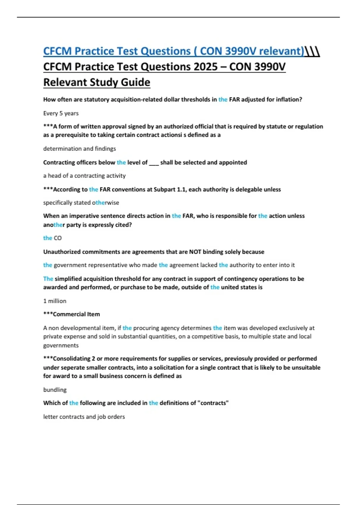 CFCM Exam Prep 2025 – CON 3990V Practice Questions & Key Concepts - CON ...