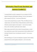 Informatics Final Exam Questions and Answers Graded A+