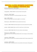 EDEXCEL A LEVEL BUSINESS QUESTIONS WITH CORRECT ANSWERS 2025