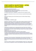 CSBI SAMPLE QUESTIONS &ndash; HFMA QUESTIONS & SOLUTIONS 