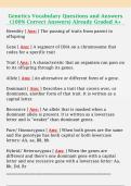 Genetics Vocabulary Questions and Answers  &lpar;100&percnt; Correct Answers&rpar; Already Graded A&plus;