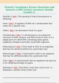 Genetics Vocabulary Review Questions and  Answers &lpar;100&percnt; Correct Answers&rpar; Already  Graded A&plus;