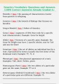 Genetics Vocabulary Questions and Answers  &lpar;100&percnt; Correct Answers&rpar; Already Graded A&plus;