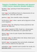 Genetics Vocabulary Questions and Answers  &lpar;100&percnt; Correct Answers&rpar; Already Graded A&plus;