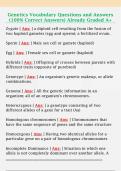 Genetics Vocabulary Questions and Answers  &lpar;100&percnt; Correct Answers&rpar; Already Graded A&plus; 