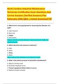 North Carolina Industrial Maintenance  Technician Certification Exam Questions And  Correct Answers &lpar;Verified Answers&rpar; Plus  Rationales 2026 Q&A &vert; Instant Download Pdf 