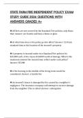STATE FARM FIRE INDEPENDENT POLICY EXAM STUDY GUIDE 2026 QUESTIONS WITH ANSWERS GRADED A&plus;