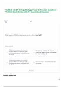 GCSE 9-1 AQA Trilogy Biology Paper 2 Revision Questions &ndash; Verified Study Guide with A&plus; Guaranteed Success