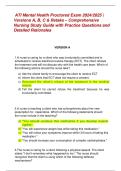 ATI Mental Health Proctored Exam 2024&sol;2025 &vert;  Versions A&comma; B&comma; C & Retake &ndash; Comprehensive  Nursing Study Guide with Practice Questions and  Detailed Rationales