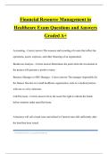 Financial Resource Management in Healthcare Exam Questions and Answers Graded A&plus;